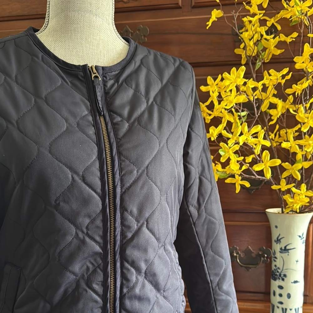 H&M L.O.G.G. Diamond Quilted Navy Jacket Size 8